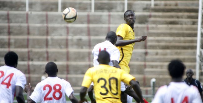 Tusker's Joseph Shikokoti head's the ball during their match against Rangers in their 4-2 win in their KPL match at the Nyayo National Stadium.(Photo by Shutterspeed)