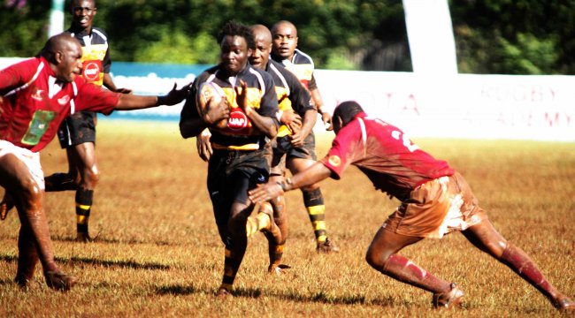 Defending Bamburi Rugby Super Series champions Rhinos beat Uganda's victoria  46-9 on match day one. (Photo by Shutterspeed)