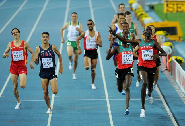 Asbel Kiprop wins his 1500m race at the World championships in Daegu ahead of Silas Kiplagat. The two will be in action on friday.(Photo:File)