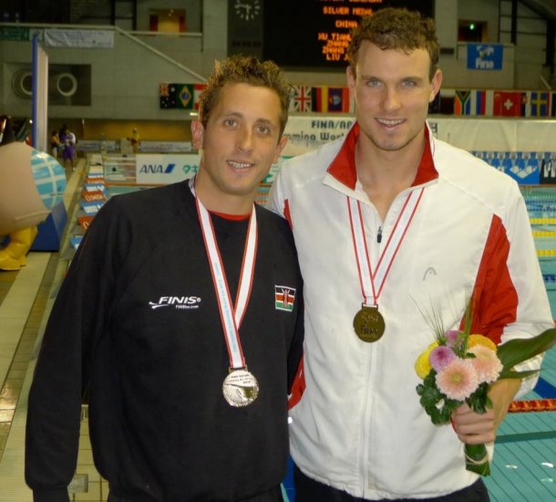Jason Dunford(Left) with George Bovell from the Trinidad and Tobago.(Photo:Courtesy)